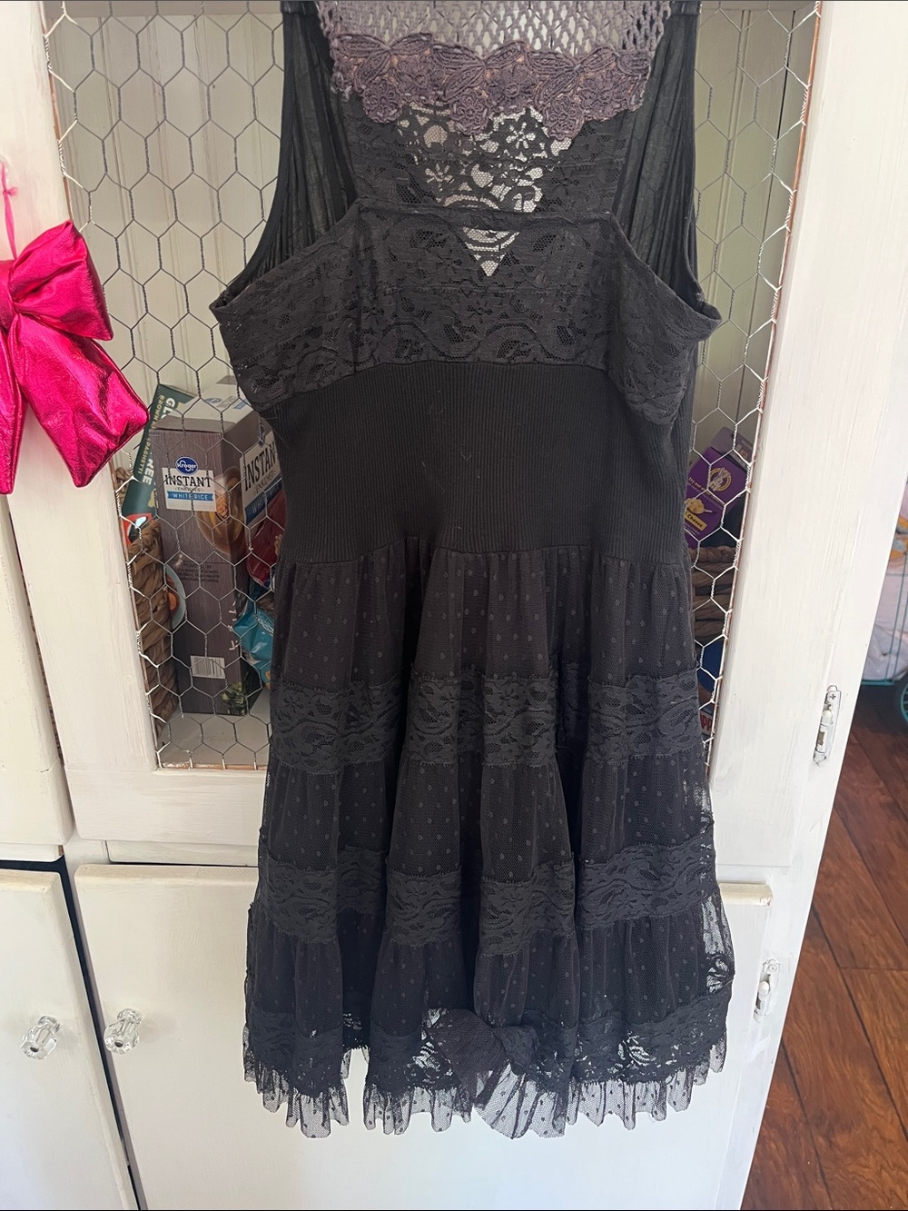 Vintage Free People Black Lace Mini Dress - Picture 7 of 8